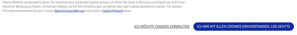 Screenshot Cookie Verwaltung