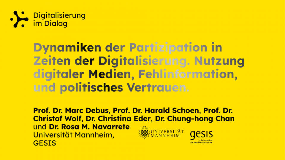 Vortragstitel und Namen der am Projekt beteiligten Personen